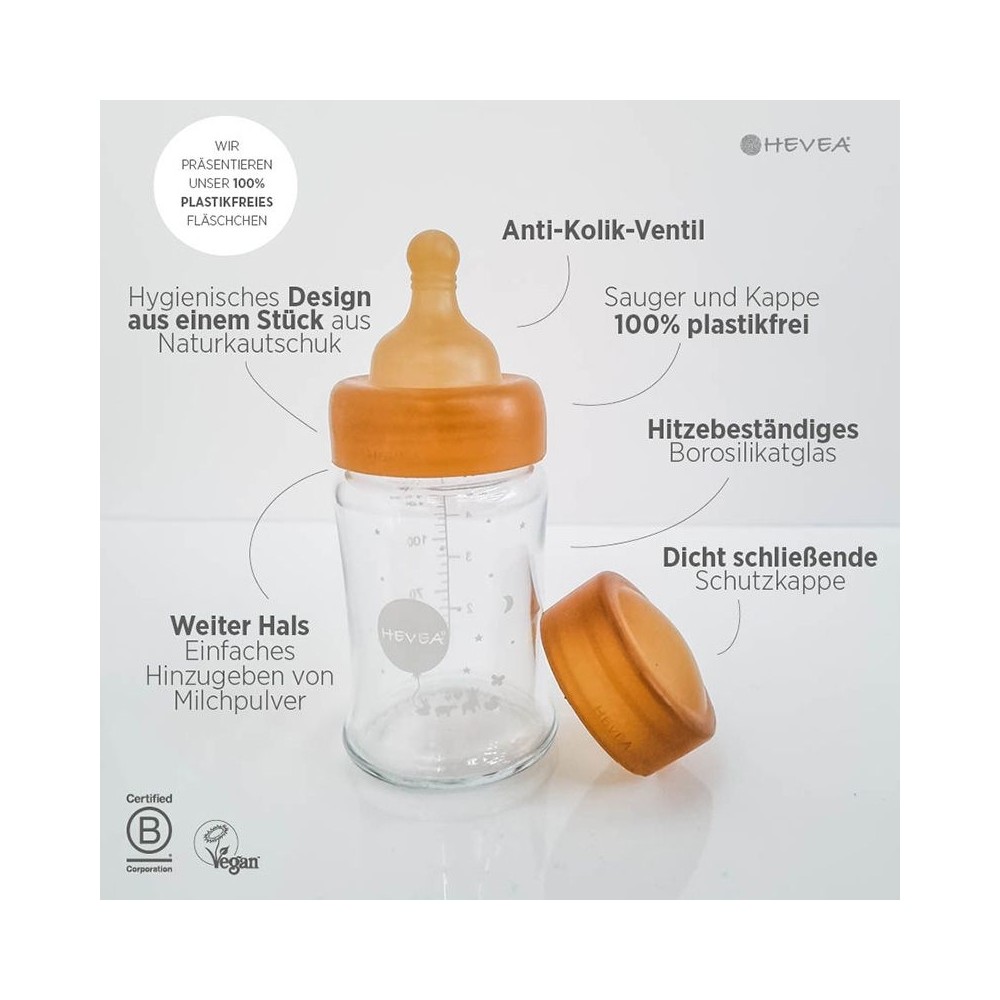 HEVEA Verschlusskappe für Babyfläschchen mit weitem Hals