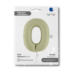 Folienballon 100 cm Zahl "0", Satin Olive Green
