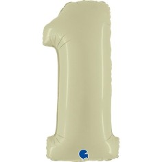 Grabo Folienballon 100 cm Zahl "1", Satin Olive Green