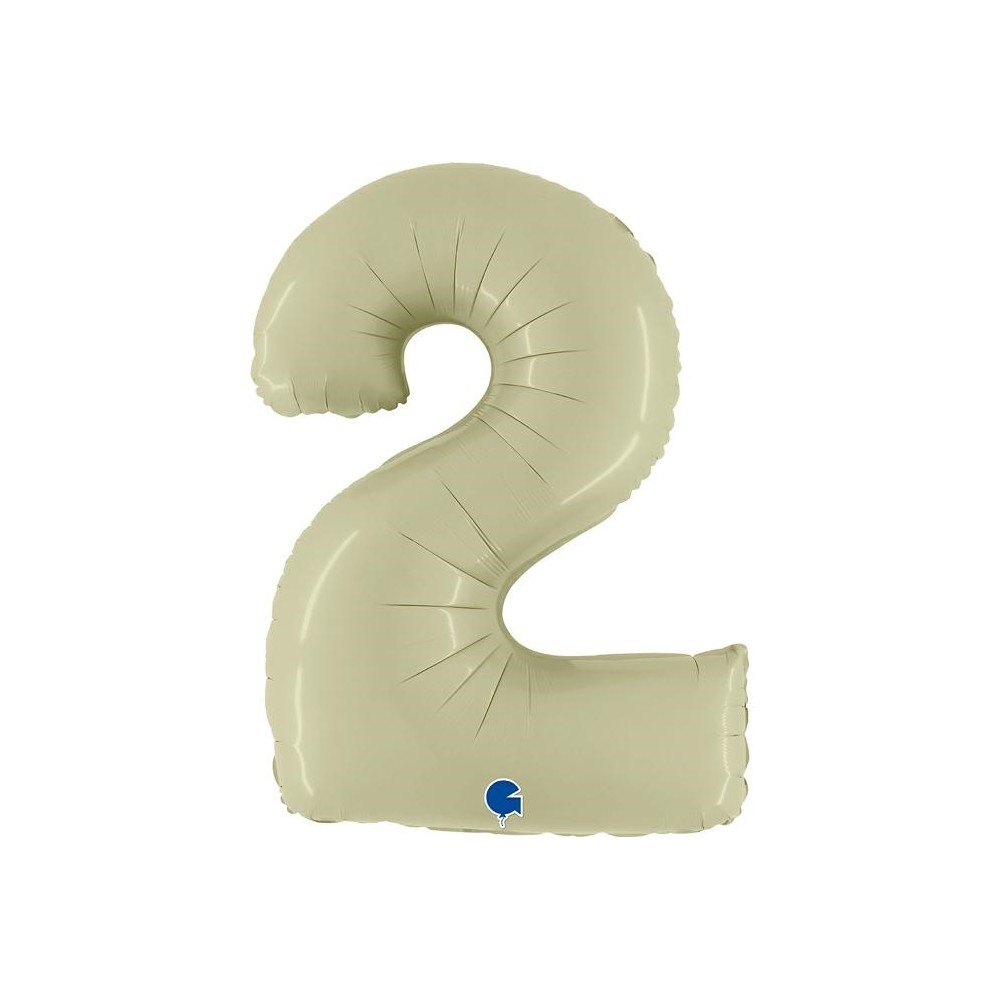 Grabo Folienballon 100 cm Zahl "2", Satin Olive Green