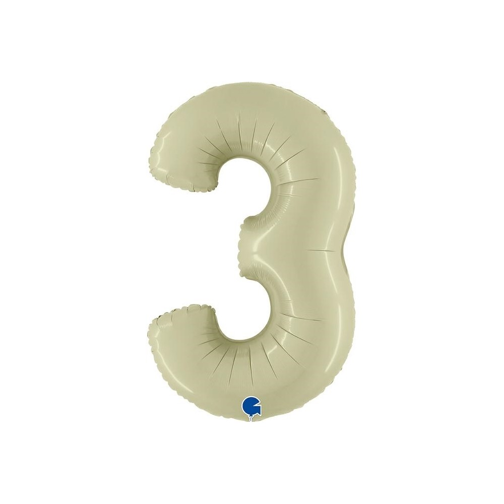 Folienballon 100 cm Zahl "3", Satin Olive Green