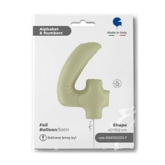 Grabo Folienballon 100 cm Zahl "4", Satin Olive Green
