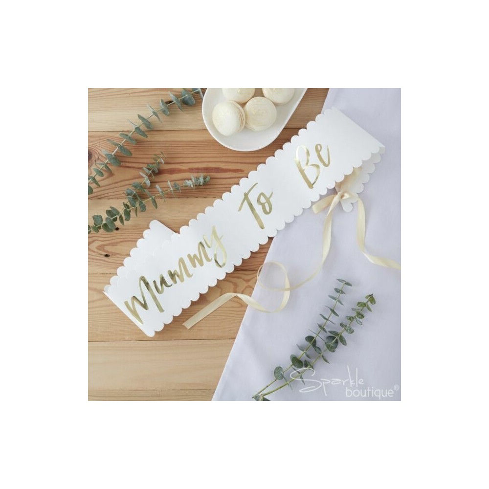 Baby Shower Bump Mummy To Be Sash, Weiss