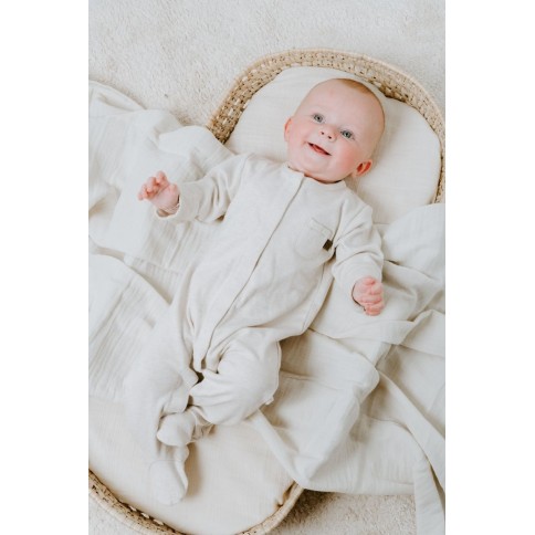 Strampler mit Füssen, warm linen