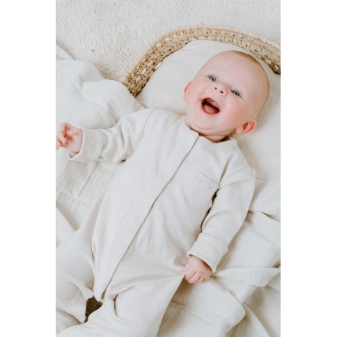 Strampler mit Füssen, warm linen