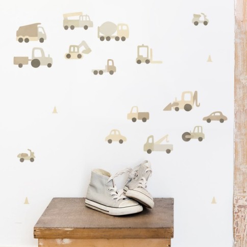 Tresxics textile Wandaufkleber Traktor und Bagger (1 Bogen), Braun