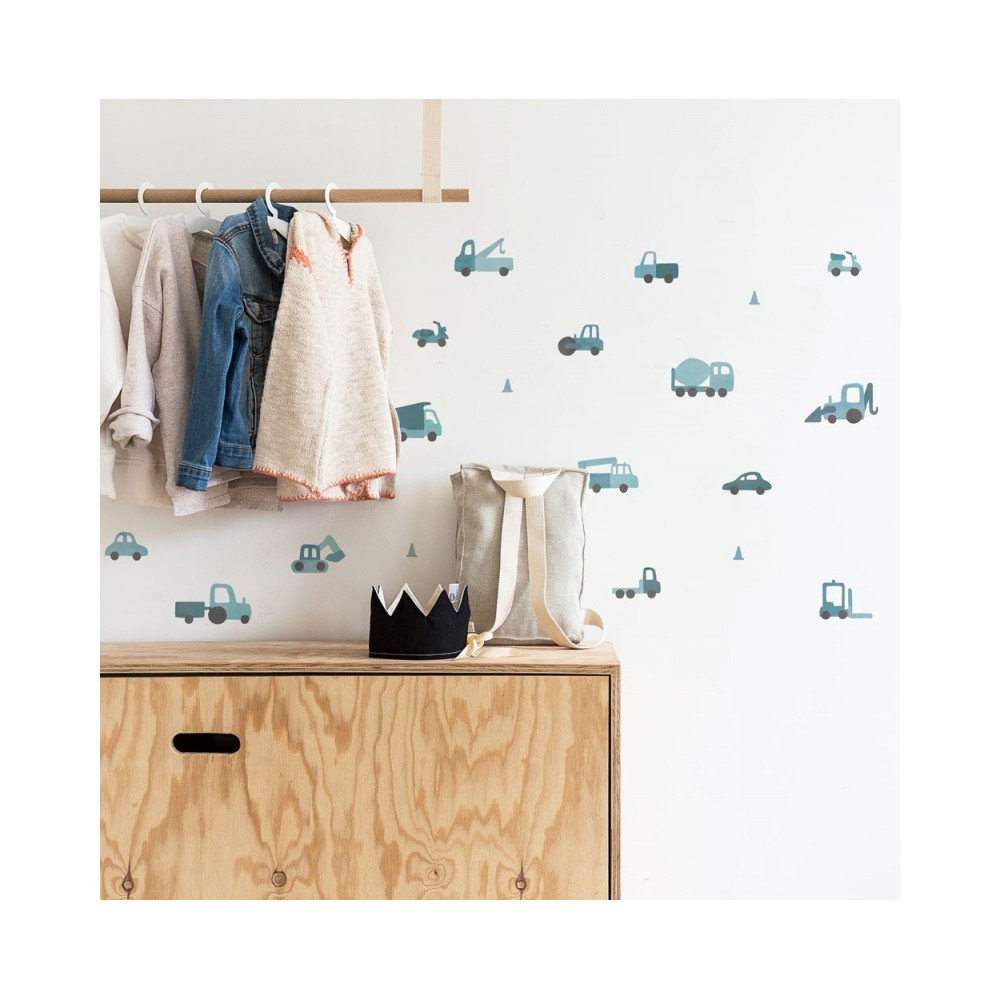 Tresxics textile Wandaufkleber Traktor und Bagger (1 Bogen), Braun