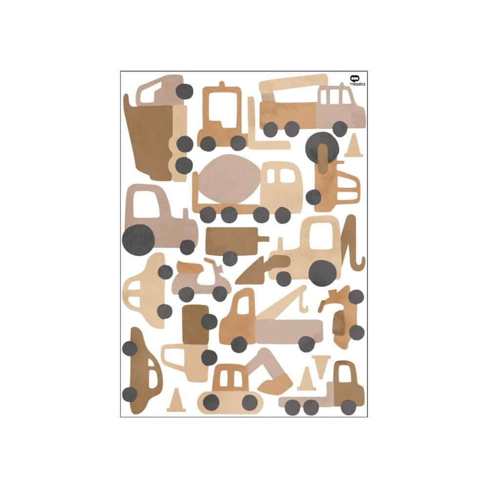 Tresxics textile Wandaufkleber Traktor und Bagger (1 Bogen), Braun