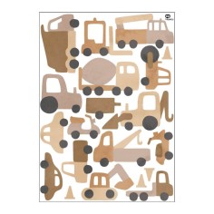 Tresxics textile Wandaufkleber Traktor und Bagger (1 Bogen), Braun