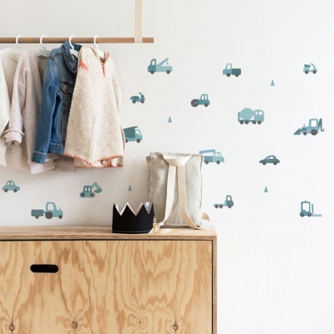 Tresxics textile Wandaufkleber Traktor und Bagger (1 Bogen), Gelb