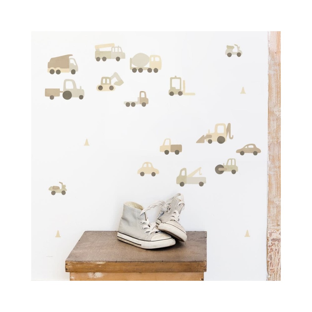 Tresxics textile Wandaufkleber Traktor und Bagger (1 Bogen), Gelb