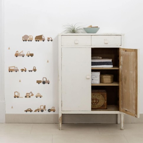 Tresxics textile Wandaufkleber Traktor und Bagger (1 Bogen), Gelb