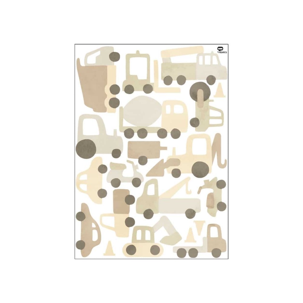 Tresxics textile Wandaufkleber Traktor und Bagger (1 Bogen), Gelb