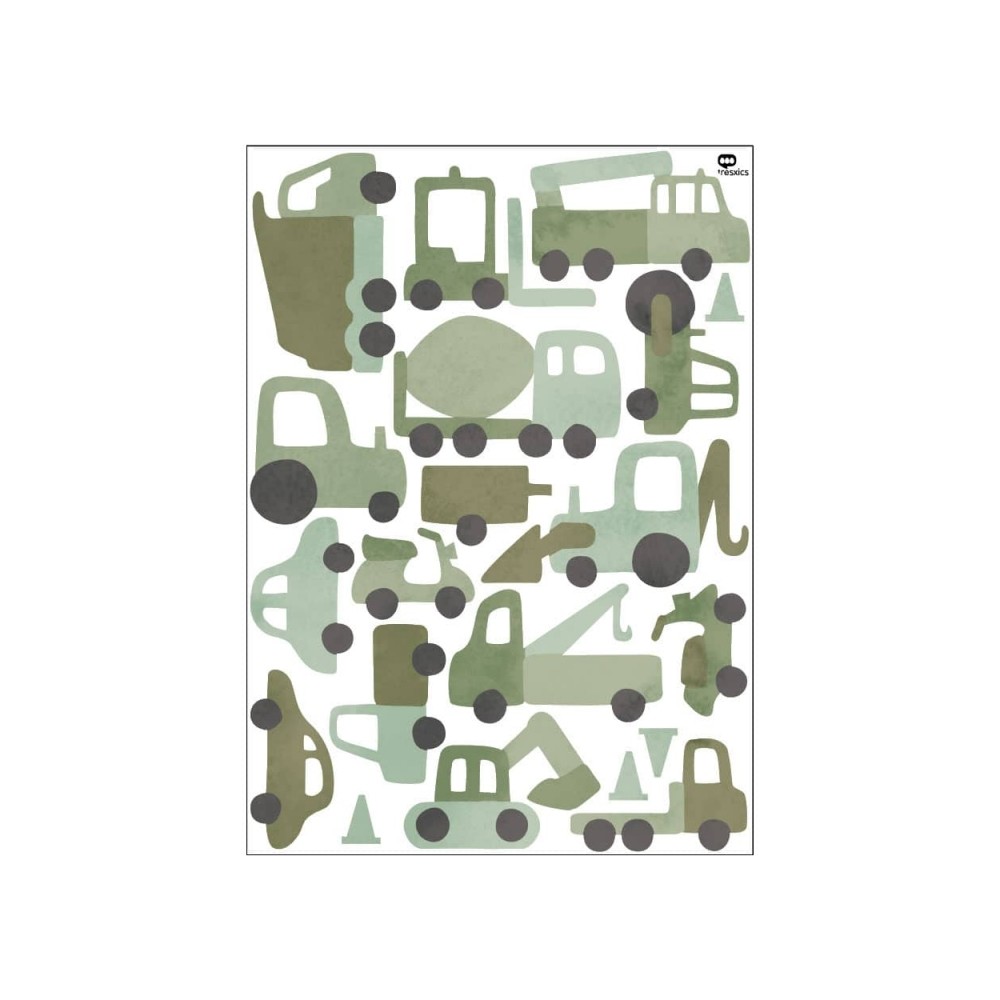 Tresxics textile Wandaufkleber Traktor und Bagger (1 Bogen), Grün
