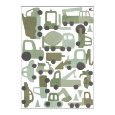 Tresxics textile Wandaufkleber Traktor und Bagger (1 Bogen), Grün