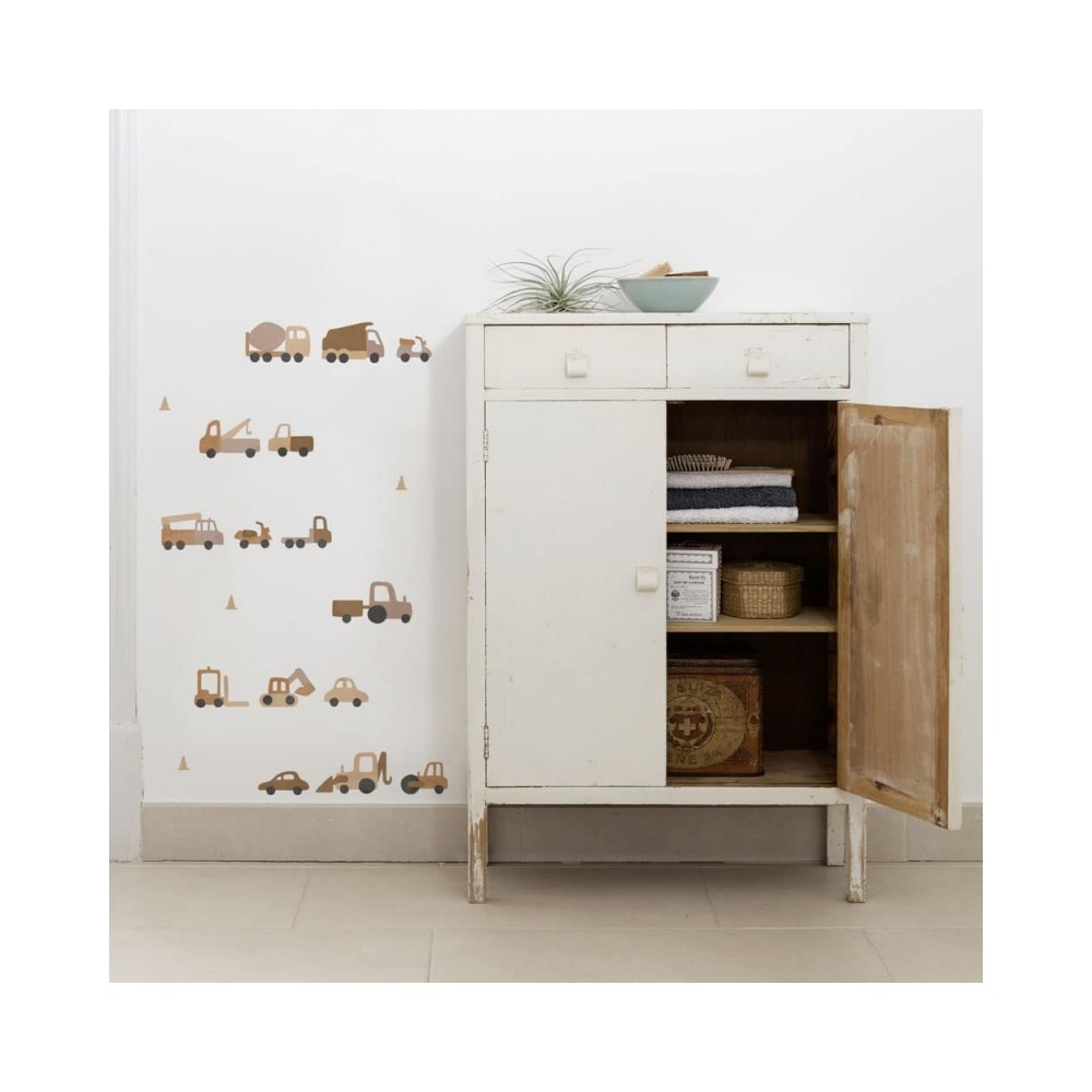 Tresxics textile Wandaufkleber Traktor und Bagger (1 Bogen), Blau