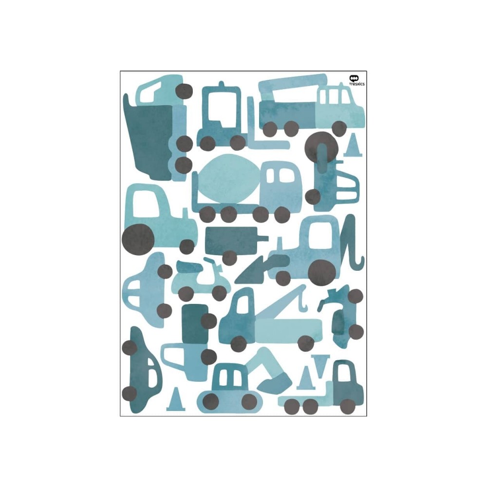Tresxics textile Wandaufkleber Traktor und Bagger (1 Bogen), Blau