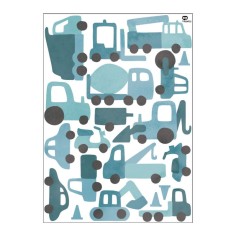 Tresxics textile Wandaufkleber Traktor und Bagger (1 Bogen), Blau