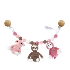 Kinderwagenkette, Elefant, Faultier und Affe