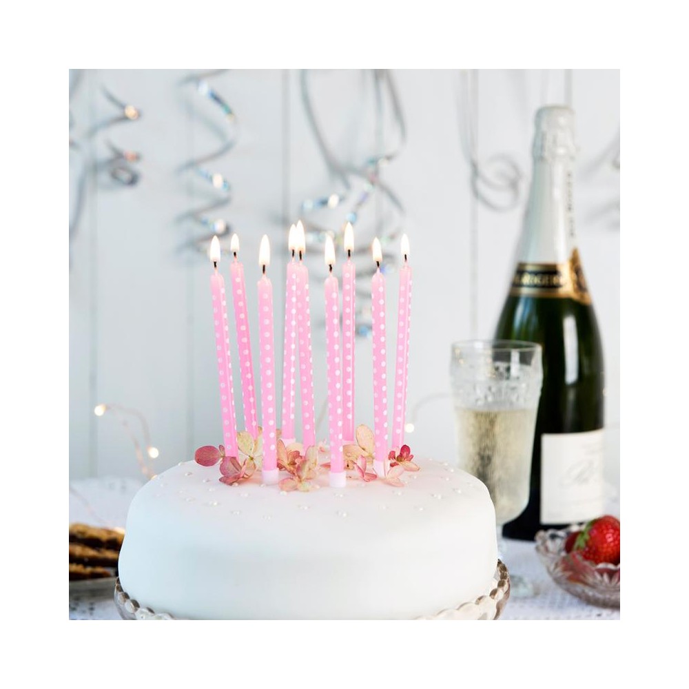 Geburtstagskerzen Spotty, Pink - 10 Stk.
