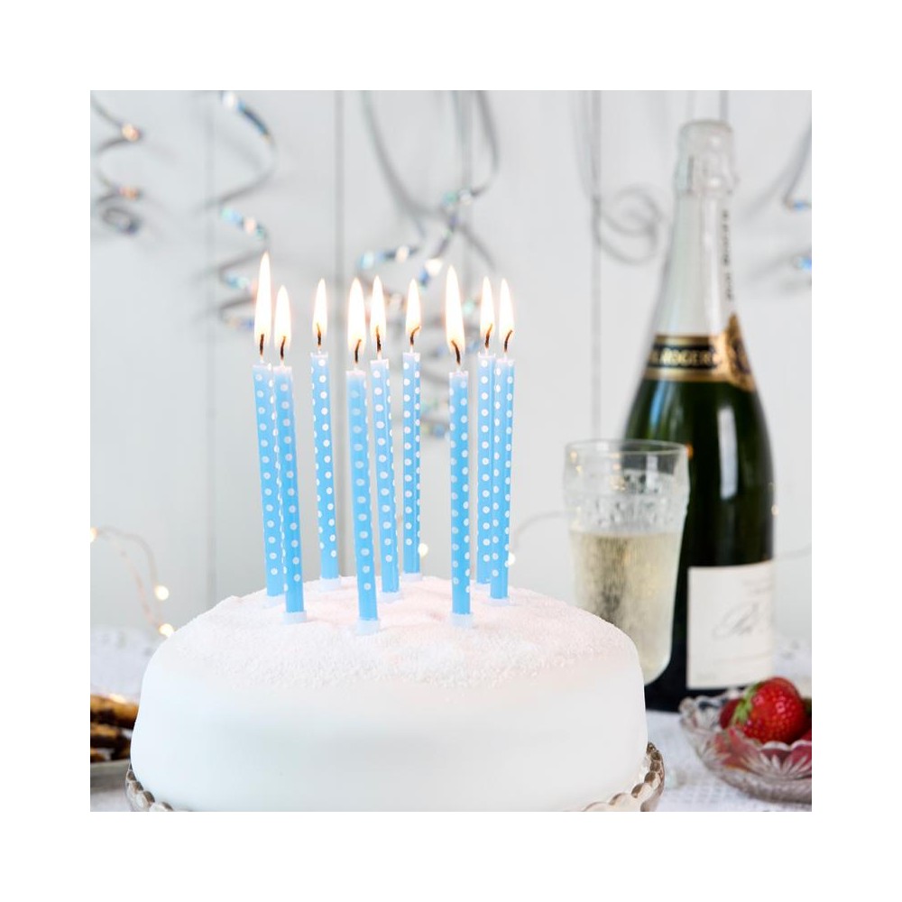 Geburtstagskerzen Spotty, Blau - 10 Stk.