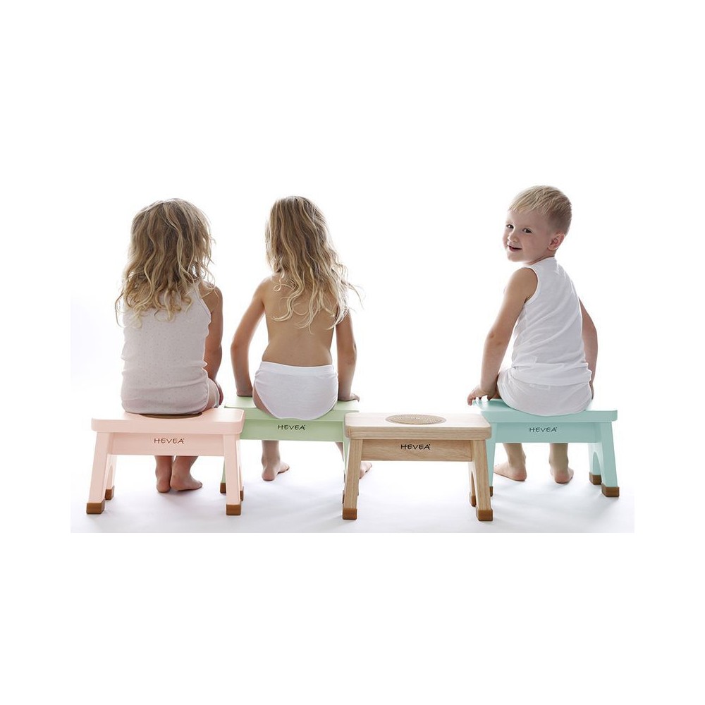 Hevea Kinderhocker aus Kautschukbaumholz - Natur