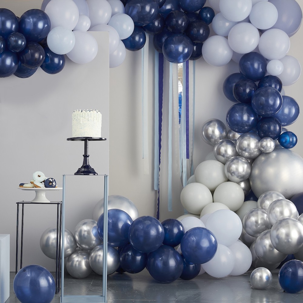 Ballonbogen, Luxe Silver, Navy & Blue