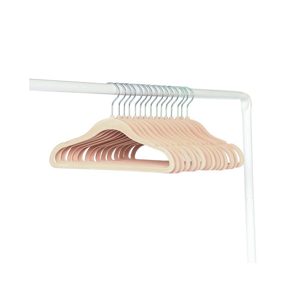 Kinder Kleiderbügel 15er Set, Haselnuss (Samtbezug)
