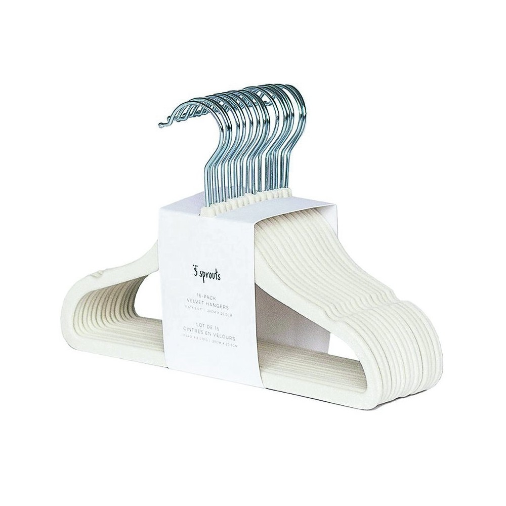 Kinder Kleiderbügel 15er Set, Cream (Samtbezug)