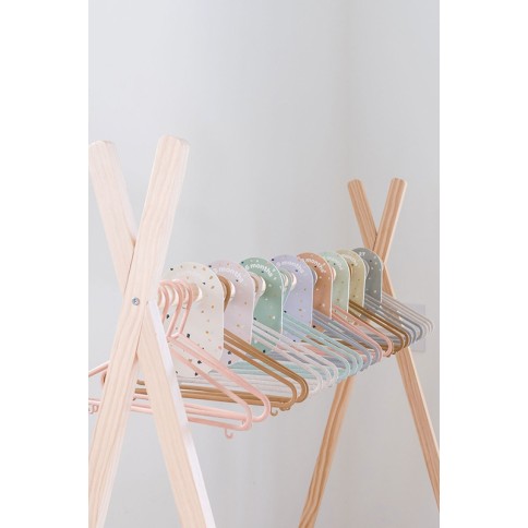 Kinder Kleiderbügel 15er Set, Weizenstroh - Grau