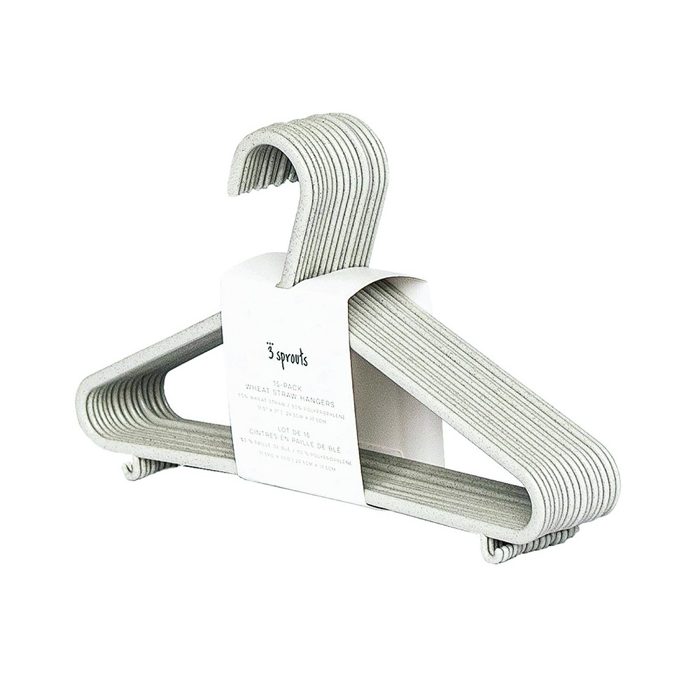 Kinder Kleiderbügel 15er Set, Weizenstroh - Grau