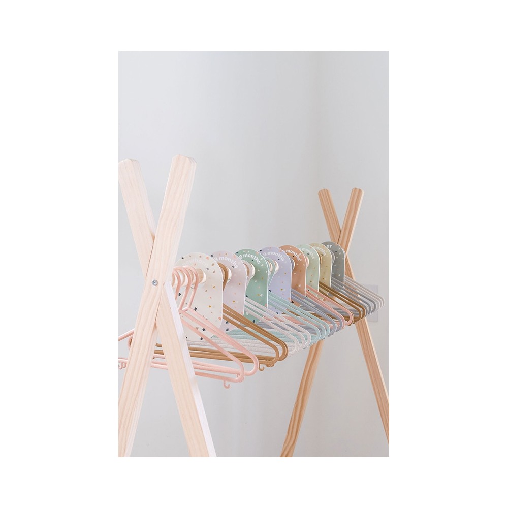 Kinder Kleiderbügel 15er Set, Weizenstroh - Grün