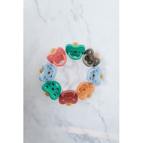 Naturkautschuk Schnuller 2er Pack, Maya Blue & Pop of Green - kiefergerecht