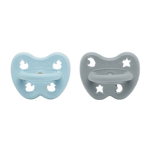 Naturkautschuk Schnuller 2er Pack , Maya Blue & Thunder Grey