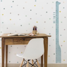 Textile Wachstumstabelle Wandtattoo 150 cm mit 12 Pfeilen, Dino - Blau