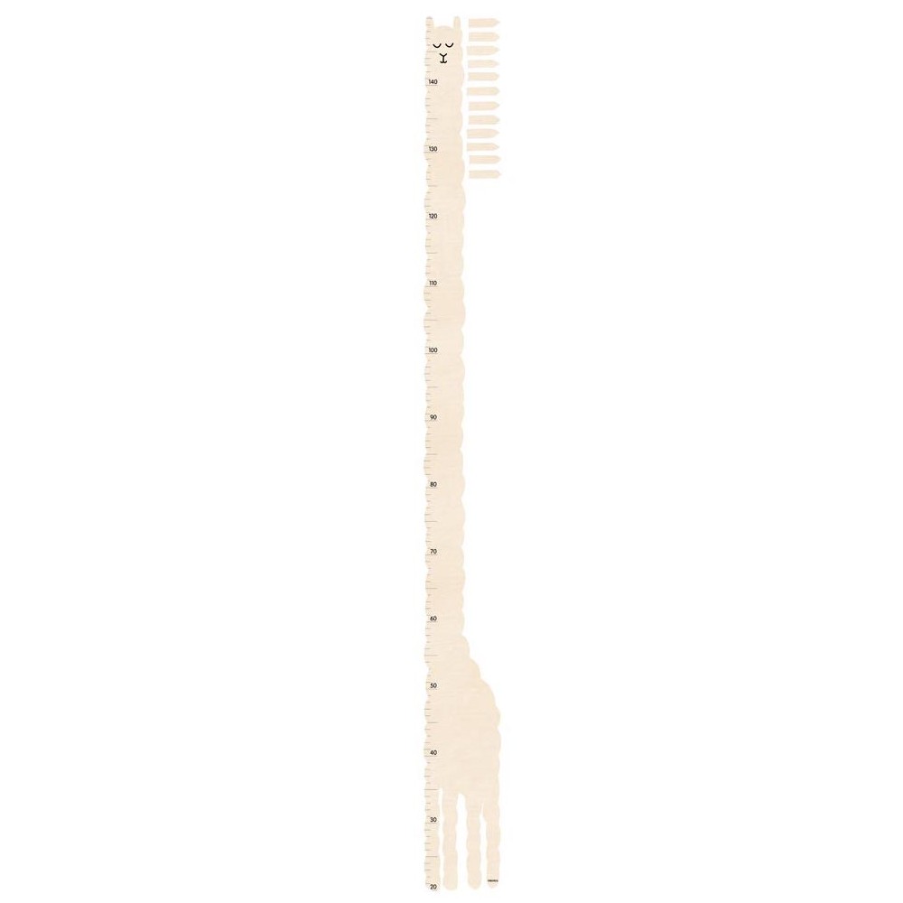 Textile Wachstumstabelle Wandtattoo 150 cm mit 12 Pfeilen, Lama - Beige