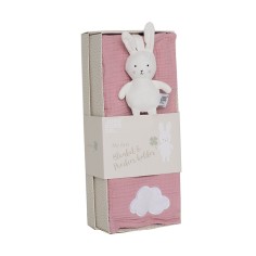Jabadabado Geschenkset Babydecke & Schnullerhalter, Bunny