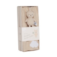 Geschenkset Babydecke & Schnullerhalter, Teddy
