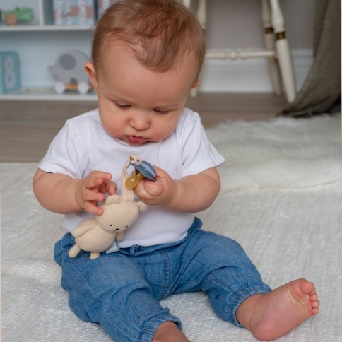 Geschenkset Babydecke & Schnullerhalter, Teddy