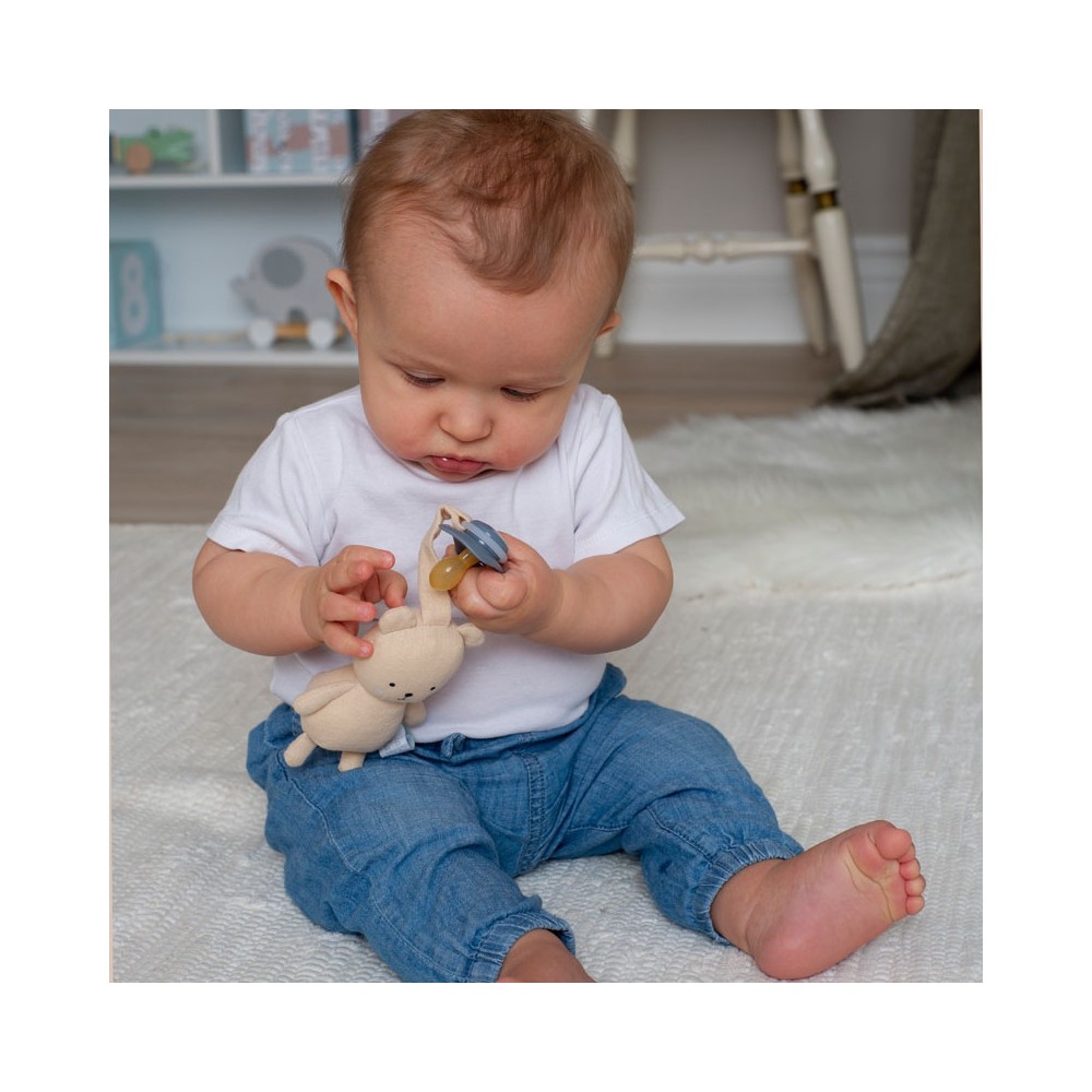 Geschenkset Babydecke & Schnullerhalter, Teddy