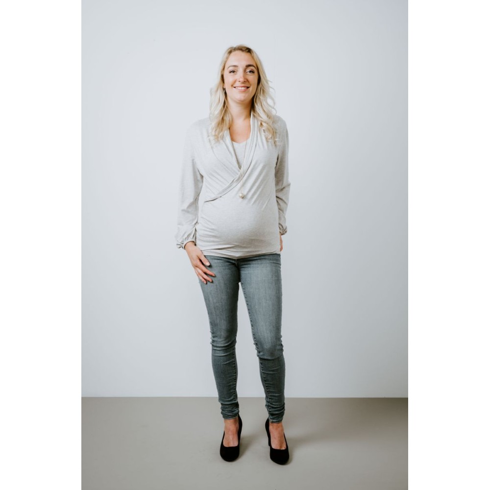 Umstandsmode Wickeltop Glow, dusty grey