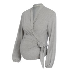 Umstandsmode Wickeltop Glow, dusty grey