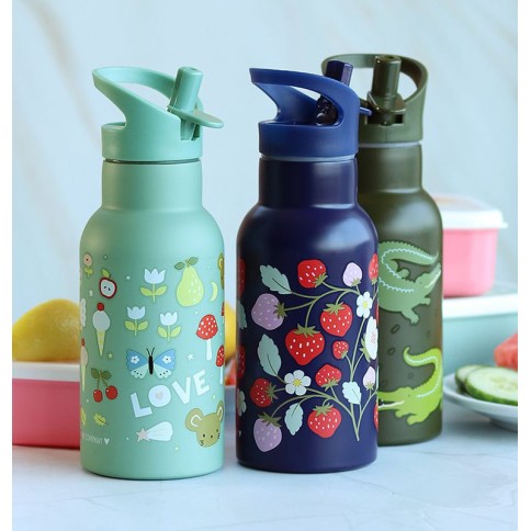 Edelstahl Trinkflasche - Erdbeeren (350 ml)