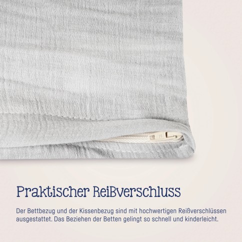Julius Zöllner Musselin Bettwäsche, Grau