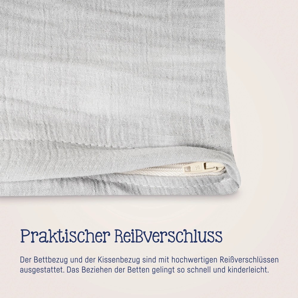 Julius Zöllner Musselin Bettwäsche, Grau