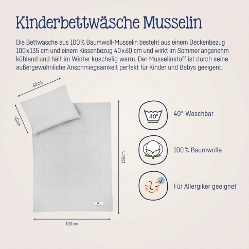 Julius Zöllner Musselin Bettwäsche, Grau