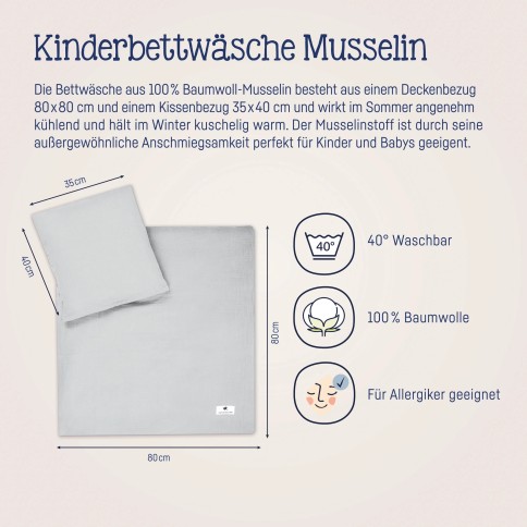 Julius Zöllner Musselin Bettwäsche, Grau