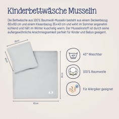 Julius Zöllner Musselin Bettwäsche, Grau