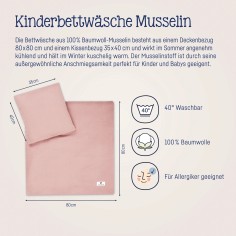 Julius Zöllner Musselin Bettwäsche, Dusty Rose