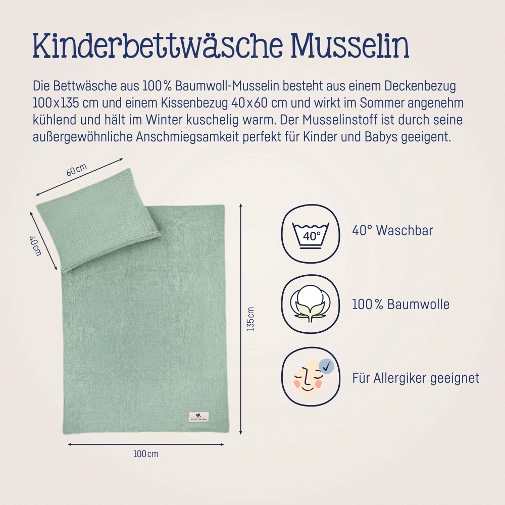 Julius Zöllner Musselin Bettwäsche, Grün